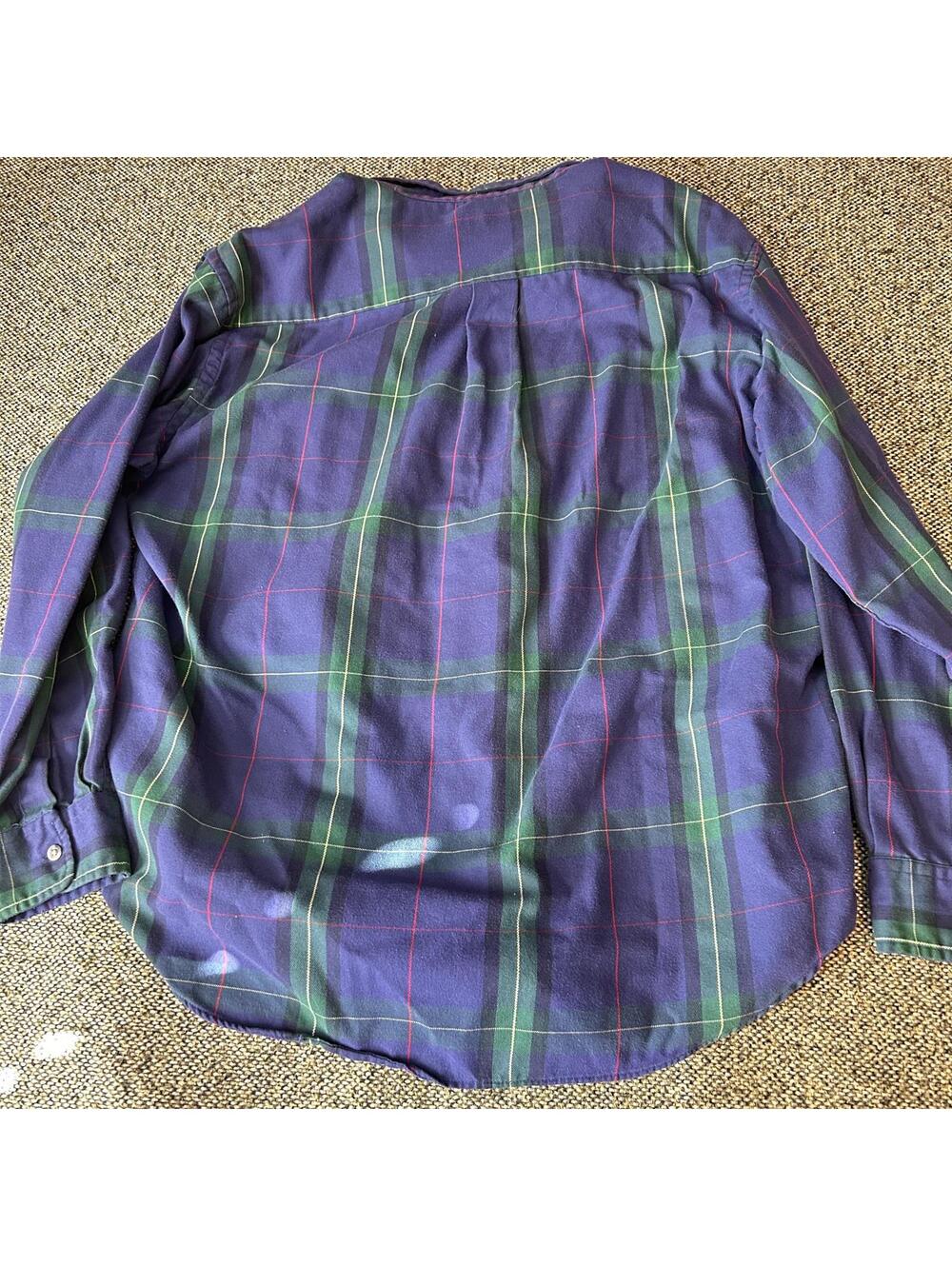 L.L. Bean Plaid Flannel Shirt XL Rangeley Purple Green Cotton Blend Made in USA - Picture 4 of 4